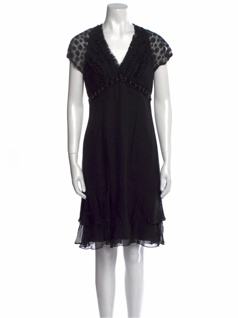 Badgley Mischka
Silk Knee-Length Dress beaded ruffle